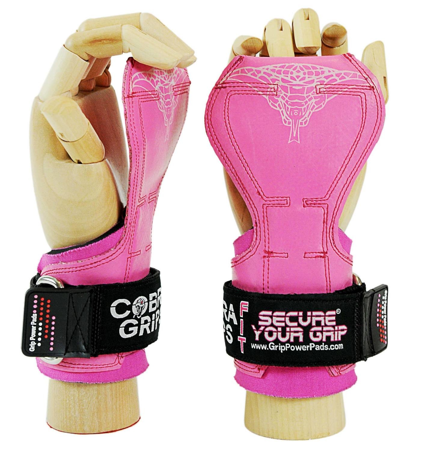 Cobra Grips FIT Pink Rubber Weight Lifting Grips, Straps Hooks Alternative, Power Lifting.
