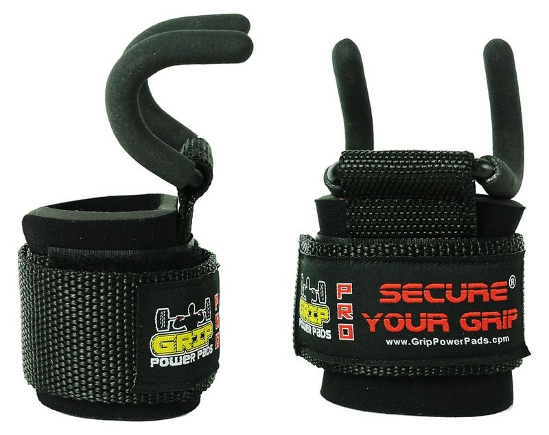 Weight Lifting Rod Hooks Neoprene Padded Wrist Wraps Set of 2