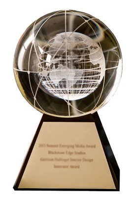 Emerging Media Award Crystal Globe Trophy