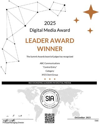 Marketing Effectiveness Award Certificate