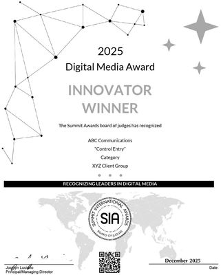 Marketing Effectiveness Award Certificate