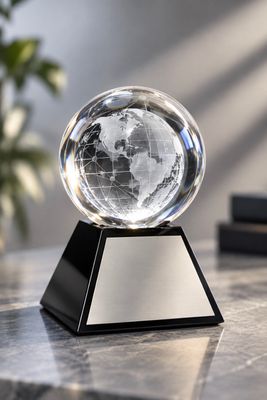 Digital Media Award Crystal Globe Trophy