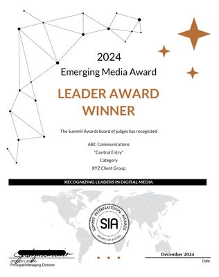 Digital Media Award Certificate
