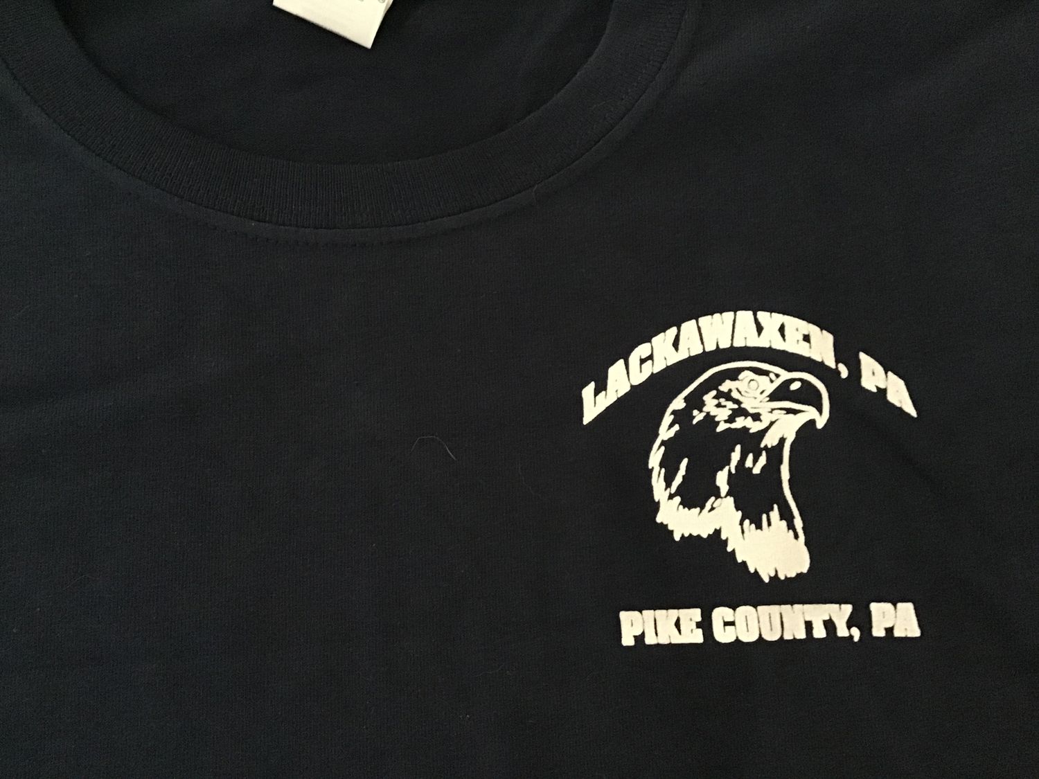 Lackawaxen, Pa youth Lg navy tee