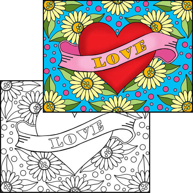 Hearts Collage & Color Set