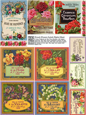 French Flowers Labels