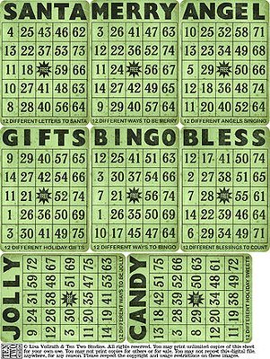 Green Christmas Bingo Cards