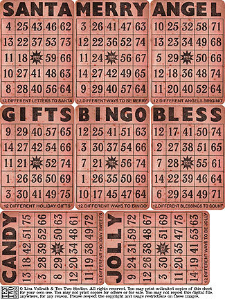 Red Christmas Bingo Cards