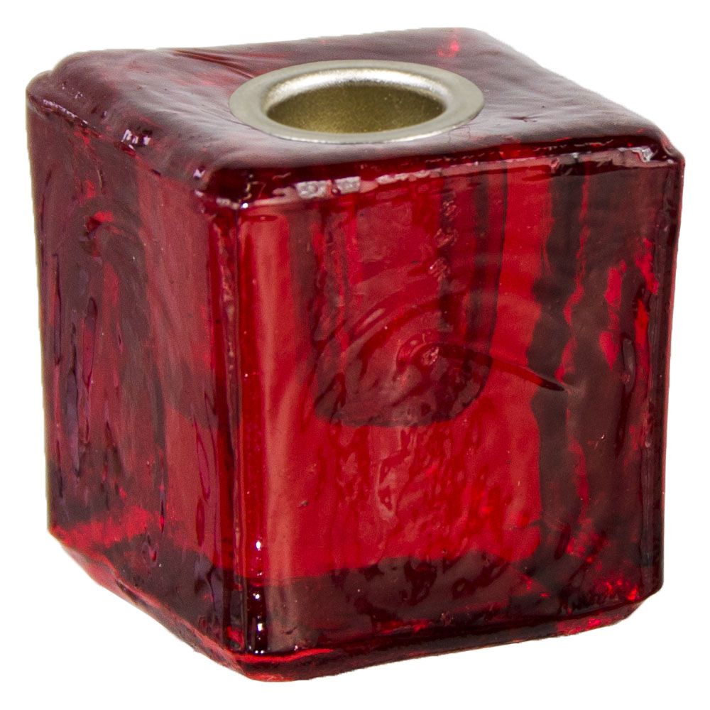 Square Glass Candle Holders, Color: Red