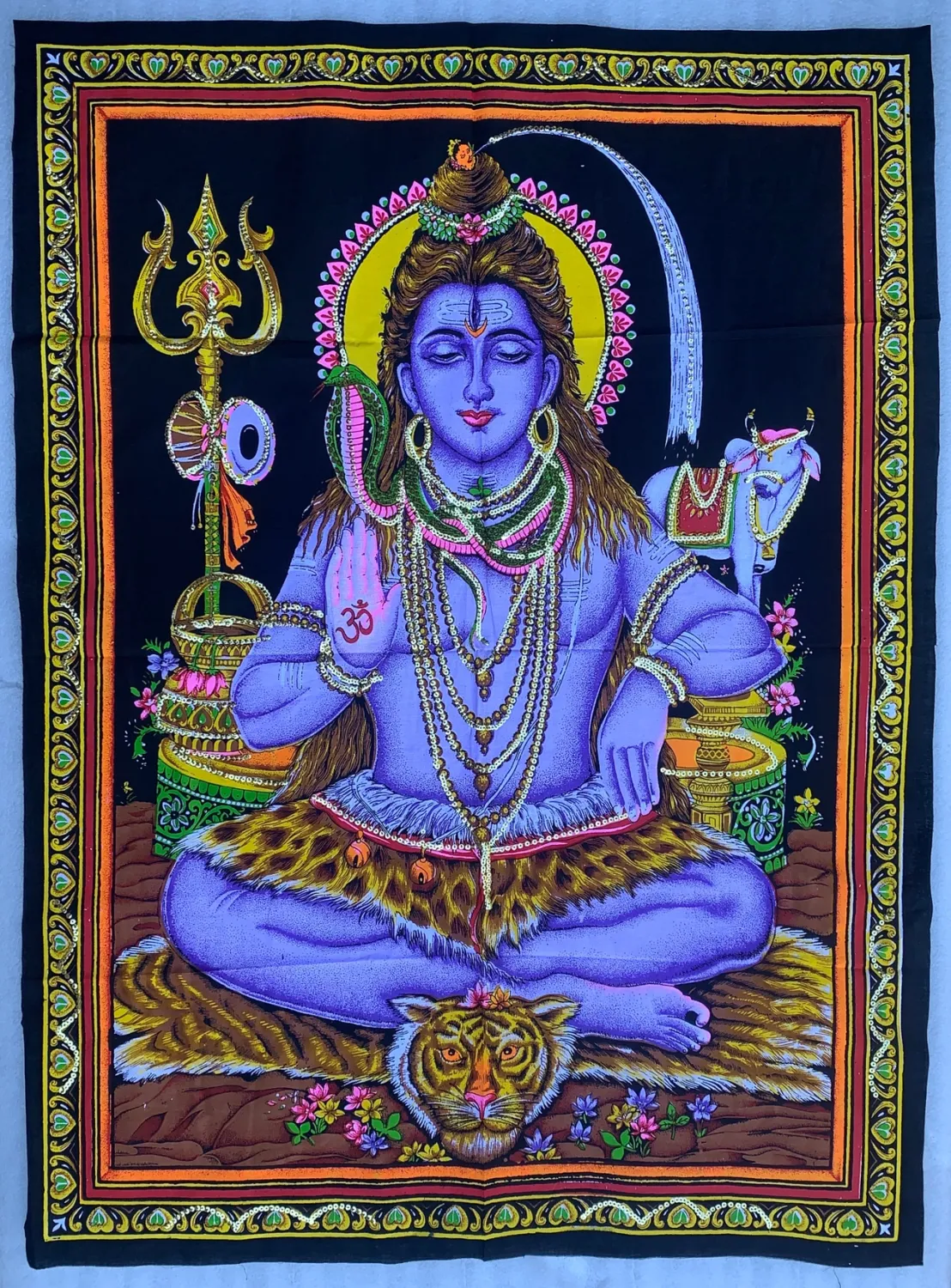 Meditating Shiva Yoga Fabric Tapestry | 43" X 30"