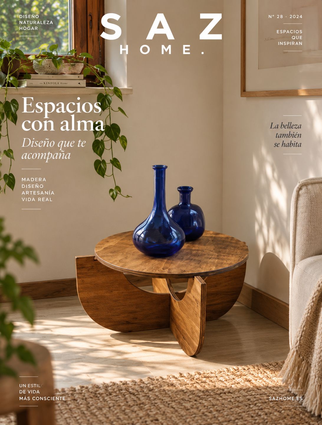EYRA: Mesa auxiliar redonda artesanal de madera