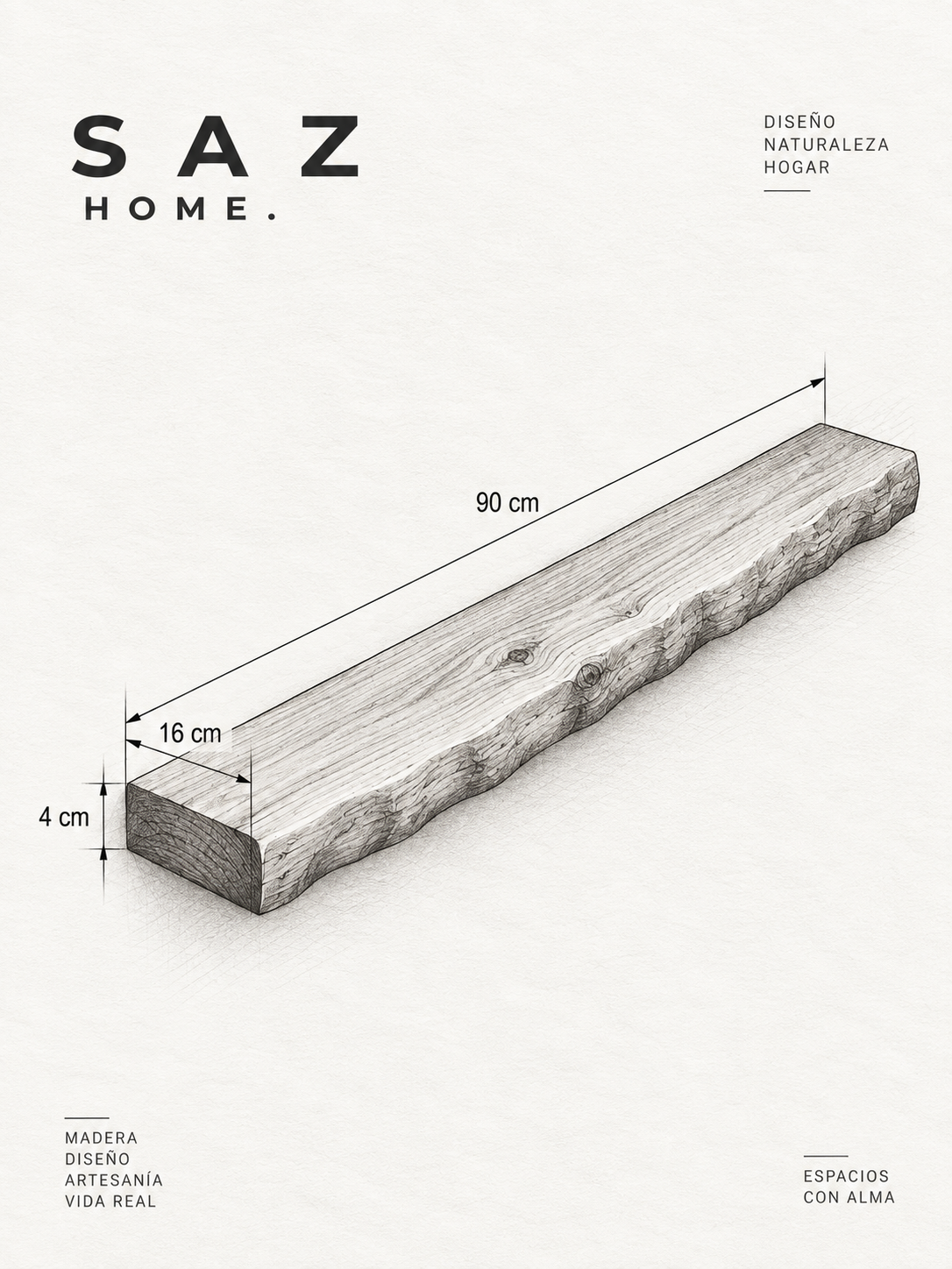 FINNA: Balda flotante artesanal de madera natural