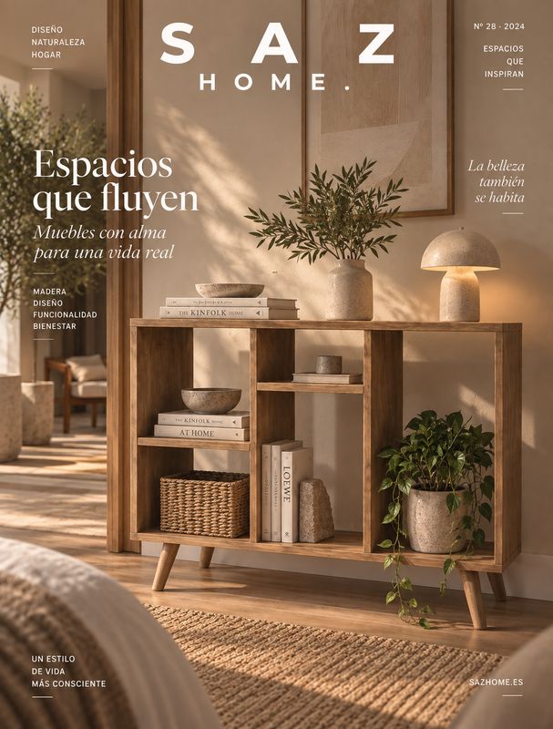 AUDR: Aparador artesanal de madera con compartimentos abiertos