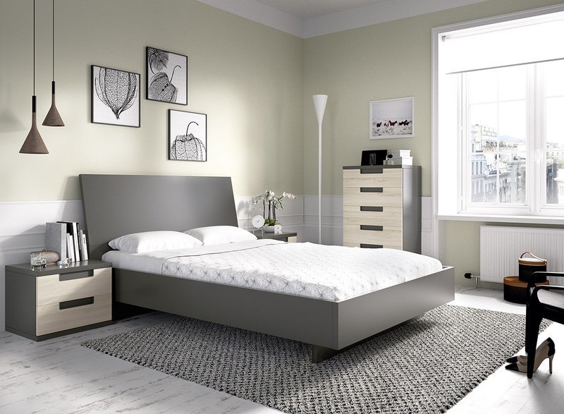 Cama casal + 2 mesas de cabeceira H 615