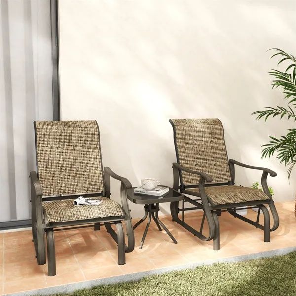 Brown Gliding Chair and Tea Table Set
