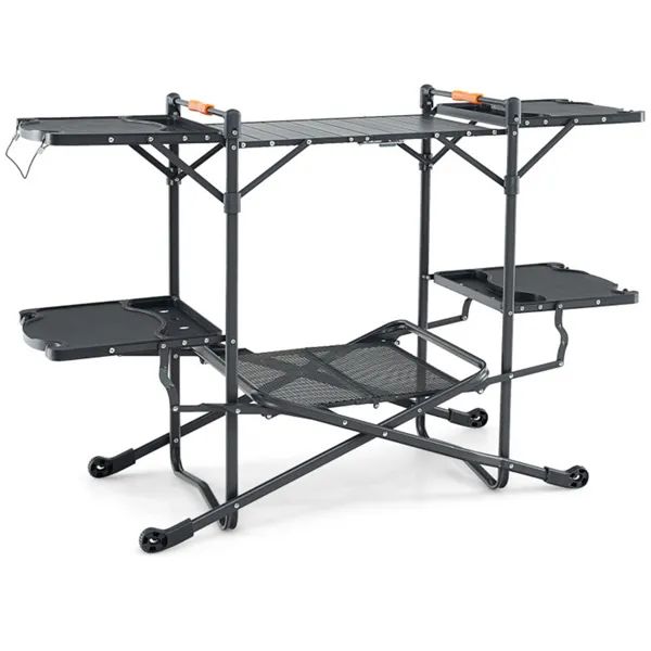 Folding Camping Prep Table with Four Side Tables