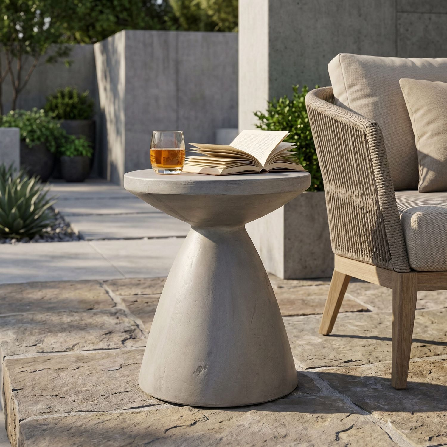Light Grey Magnesium Oxide Outdoor Side Table