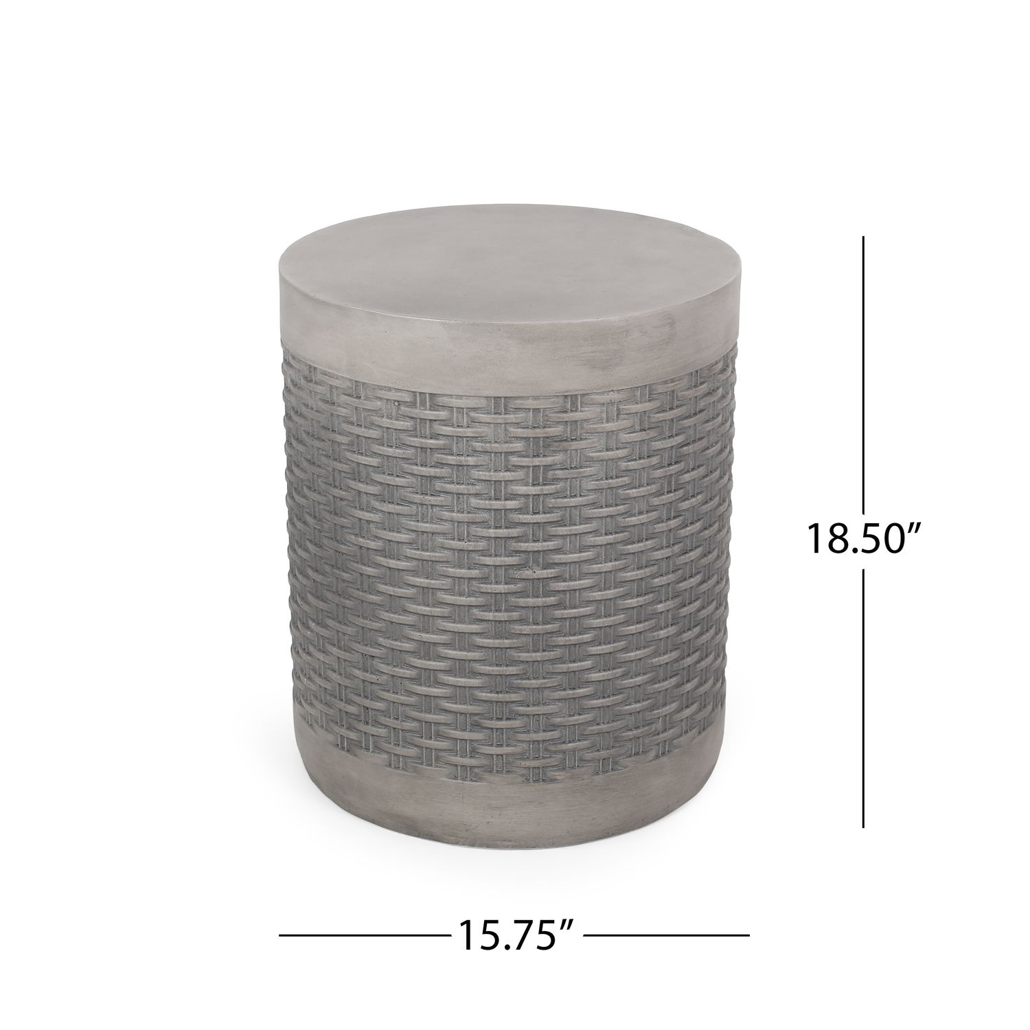 Light Gray Basket-Weave Outdoor Side Table
