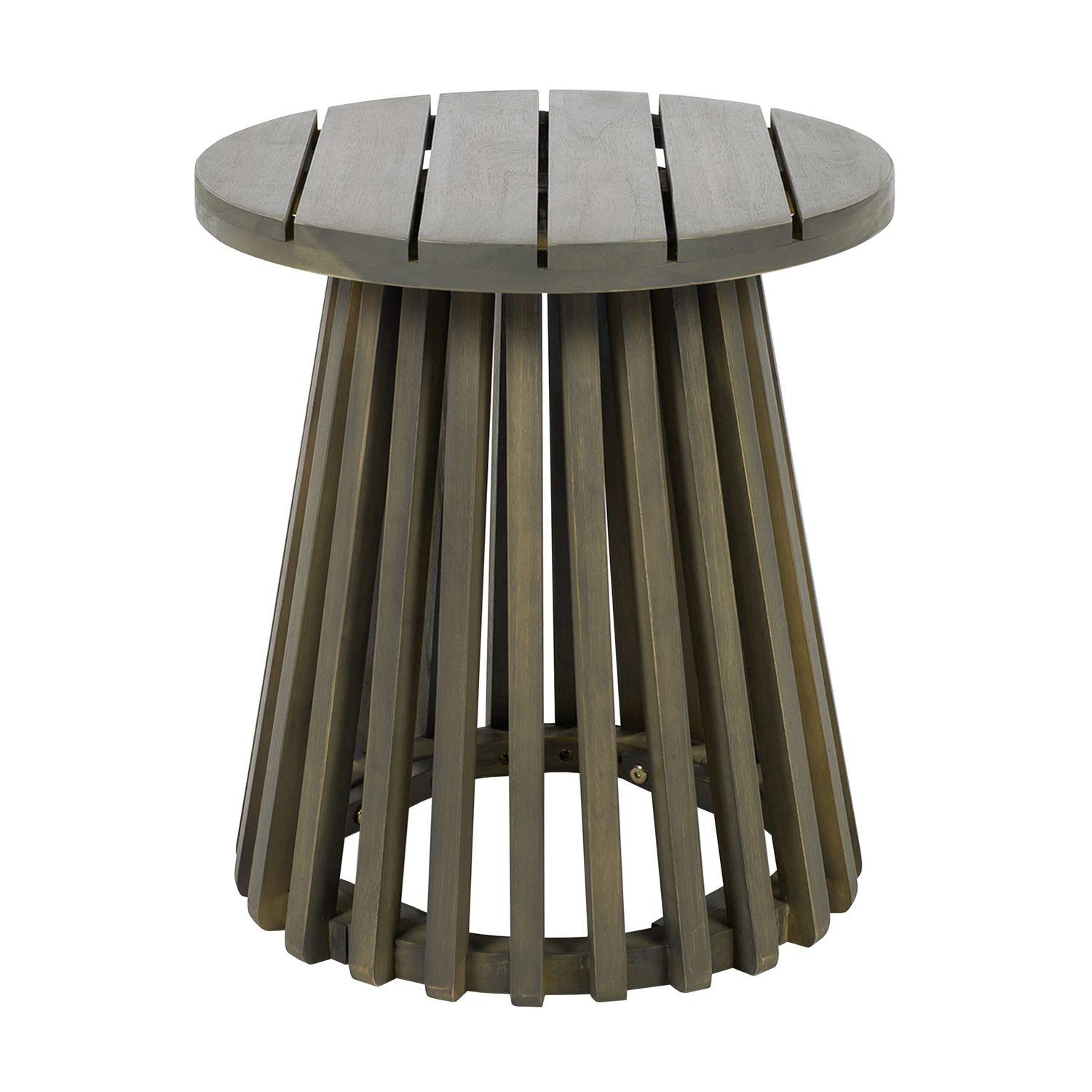 Grey Acacia Wood Round Patio Side Table