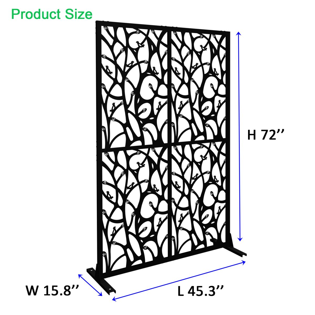 Black Bird-Pattern Metal Decorative Screen