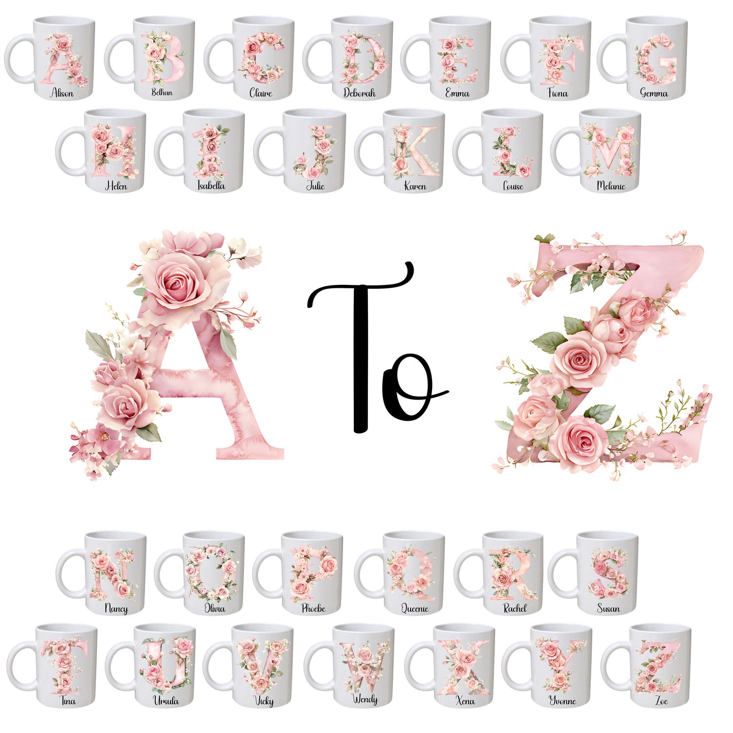 Floral Initial Mugs