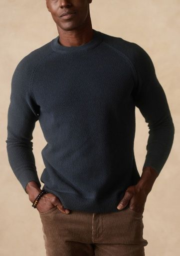 COOLMAX TEXTURED CREWNECK SWEATER, Colour: WATERLOO, Size: M