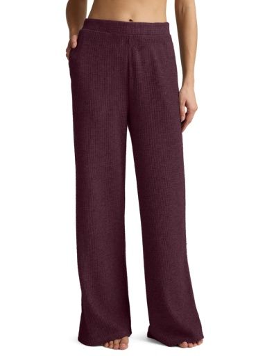 rest day waffle wide leg pant cabernet b, Colour: cabernet by, Size: XS