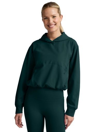 pacer fleece-backed hoodie dark ivy by