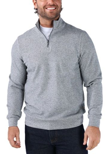 BRUSHED TEXTURED KNIT QUARTERZIP, Colour: GRAPHITE, Size: S