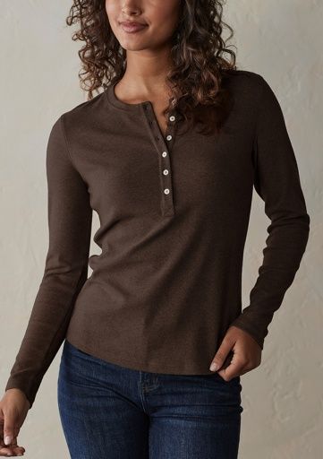 WOMEN'S PUREMESO HENLEY, Colour: ASH BROWN, Size: XS