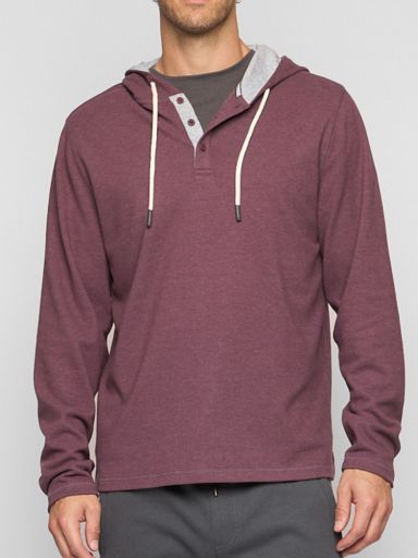 LIDO HENLEY HOODIE, Colour: CABERNET, Size: S