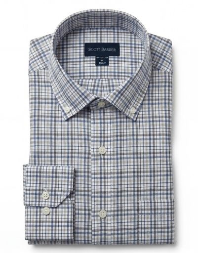 NEWPORT POPLIN HEATHERED PLAID, Size: M