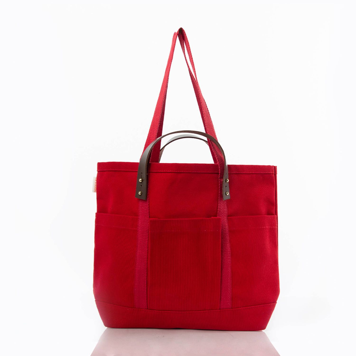CanvasCraft Leather-Handled Tote: Red