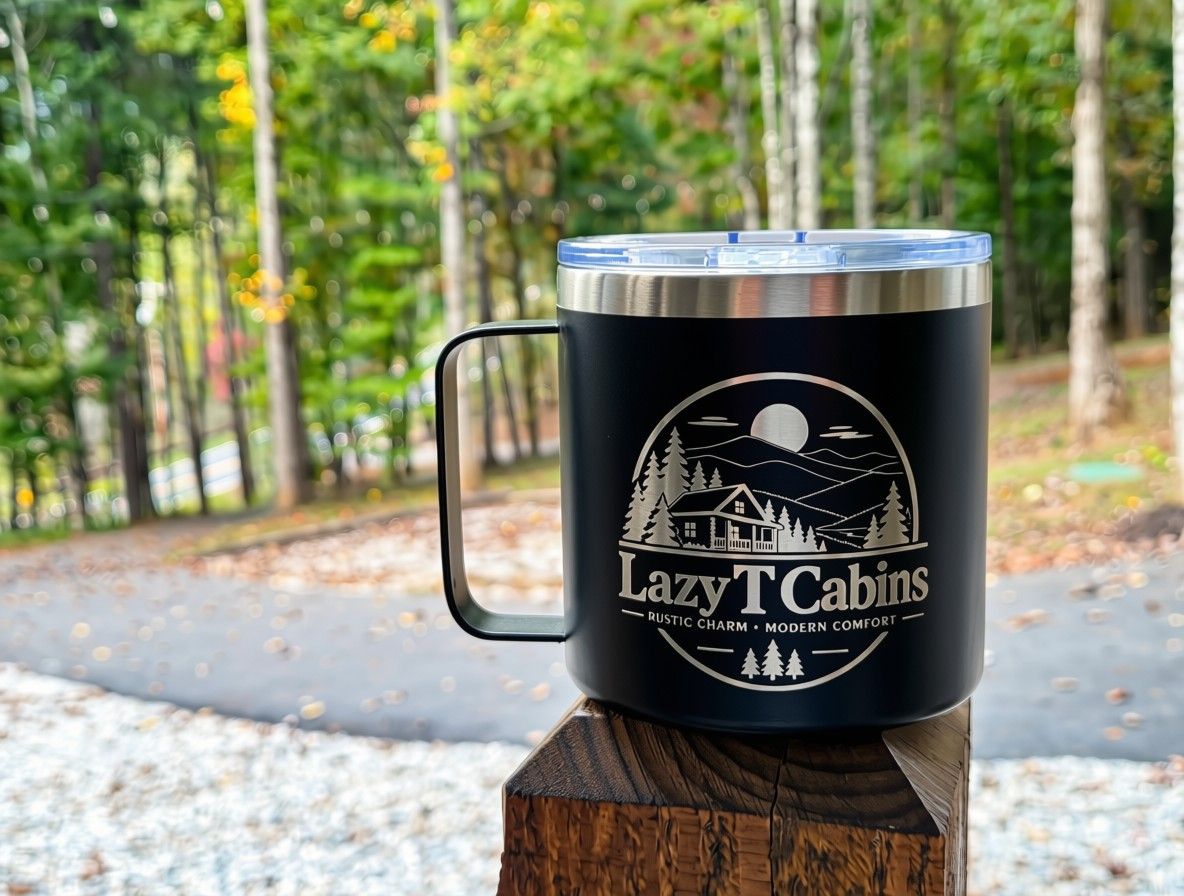 Black Engraved Coffee Mug - 15ozs