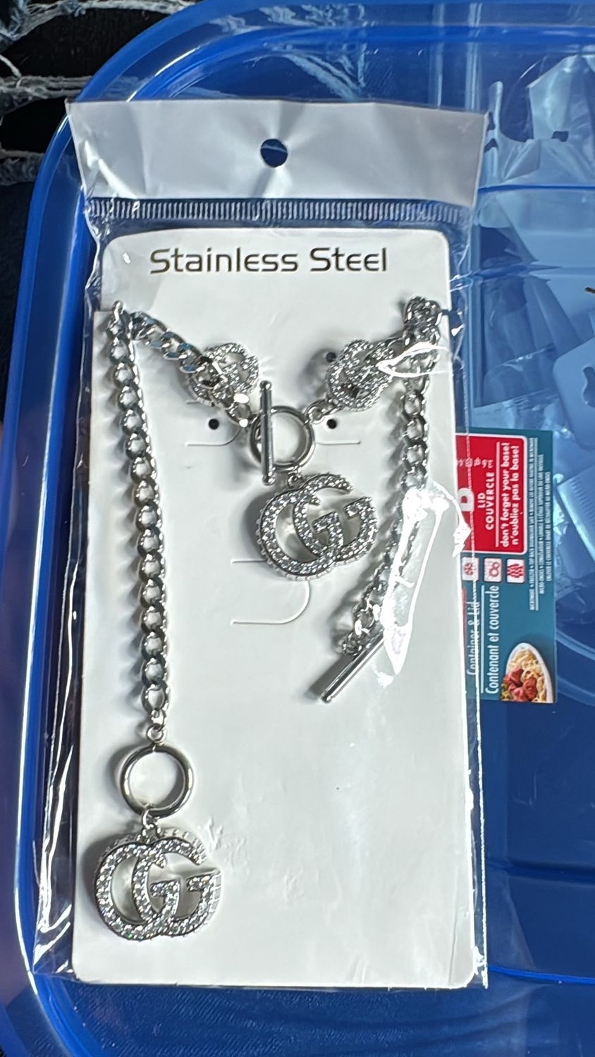 Silver-Tone Crystal Pendant Necklace &amp; Earring Set