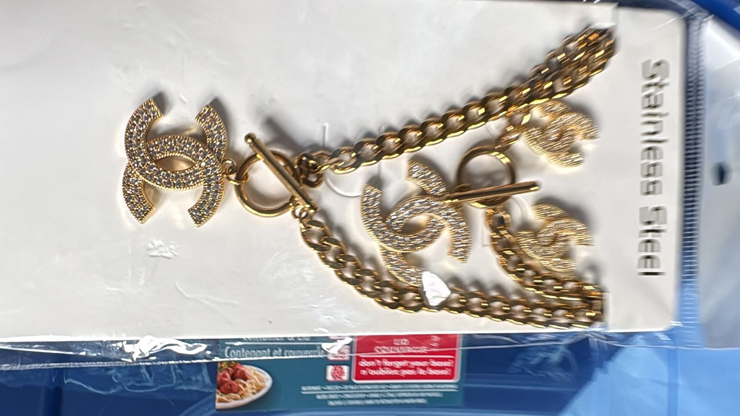 Gold-Tone Interlocking-C Pendant Necklace &amp; Earring Set