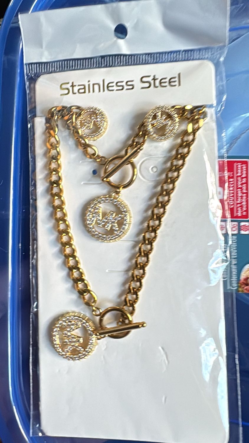 Gold-Tone Round Coin Pendant Necklace &amp; Earring Set