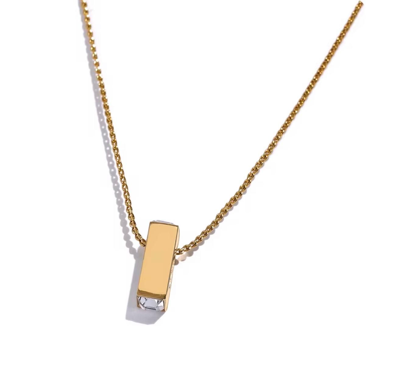 Minimalist Gold-Tone Bar Pendant Necklace