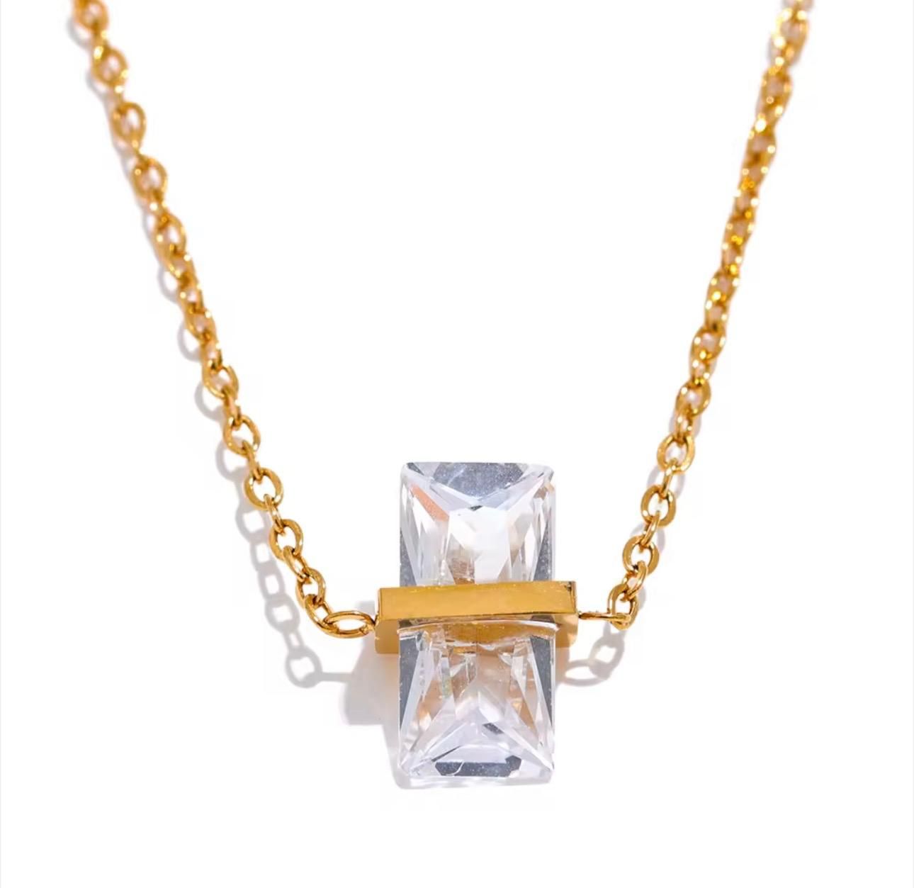Clear Crystal Geometric Pendant Necklace