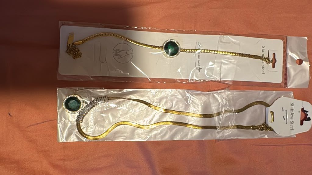 Gold-Tone Green Stone Bracelet Collection
