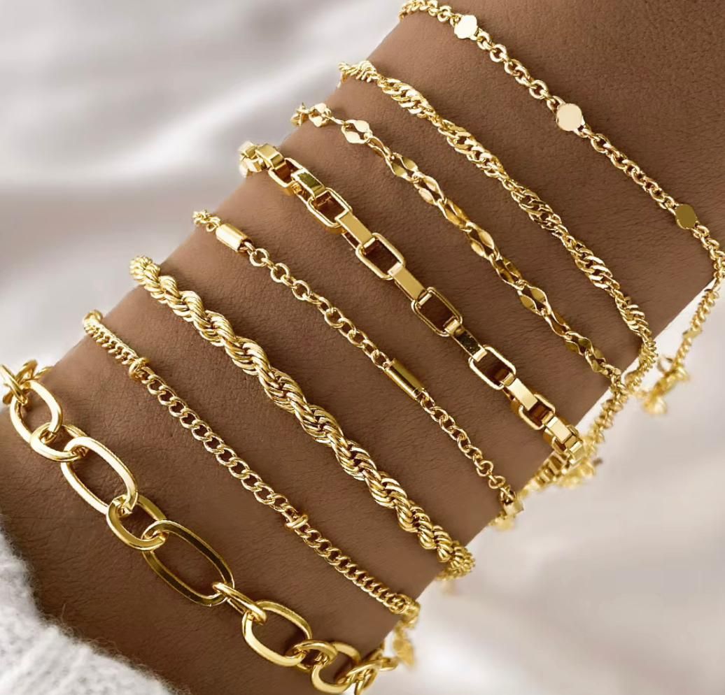 Gold-Tone Flat Chain Bracelet