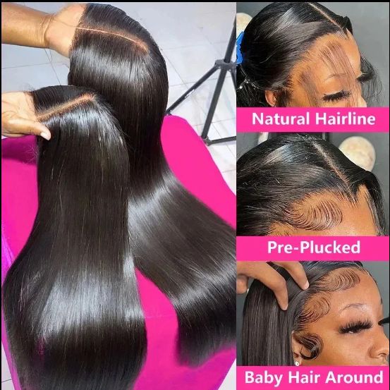 Long Silky Straight Black Pre-Plucked Lace Front Wig