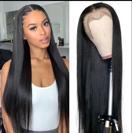 Long Silky Straight Black Pre-Plucked  Wig