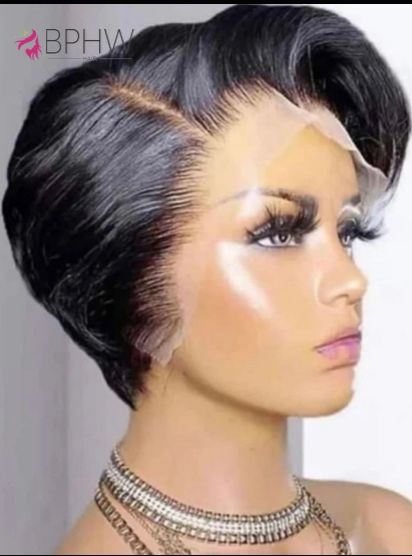 Short Black Pixie Cut Lace Front Wig