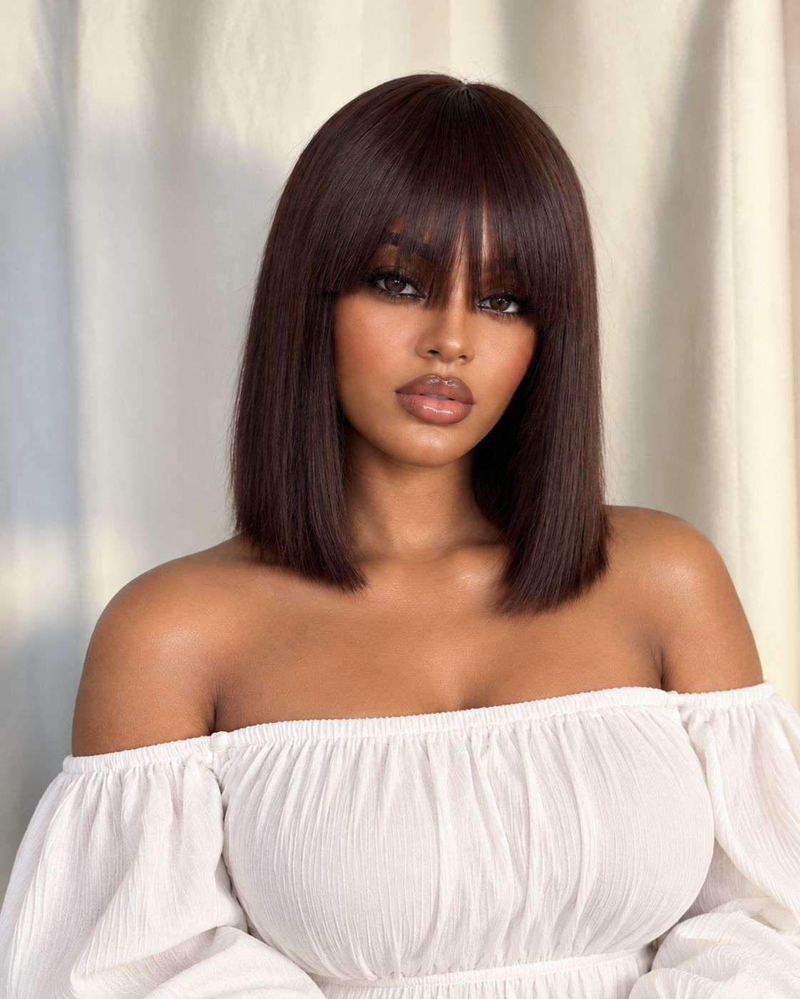 10-Inch Straight Human Hair Bob Wig with Fringe – 3×1 Closure, Colour 4, SDD | 1stHairly