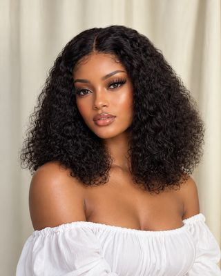 14-Inch Human Hair Bob Wig with 4×4 Lace Closure – Luxury Curly Bob Wig | 1stHairly