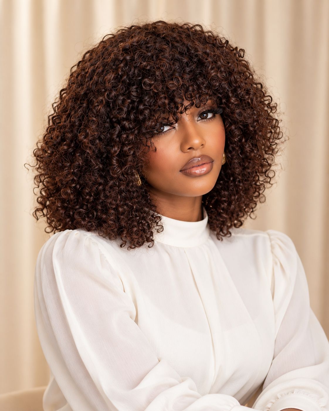 Brown Pixie Curls Human Hair Wig | 1stHairly