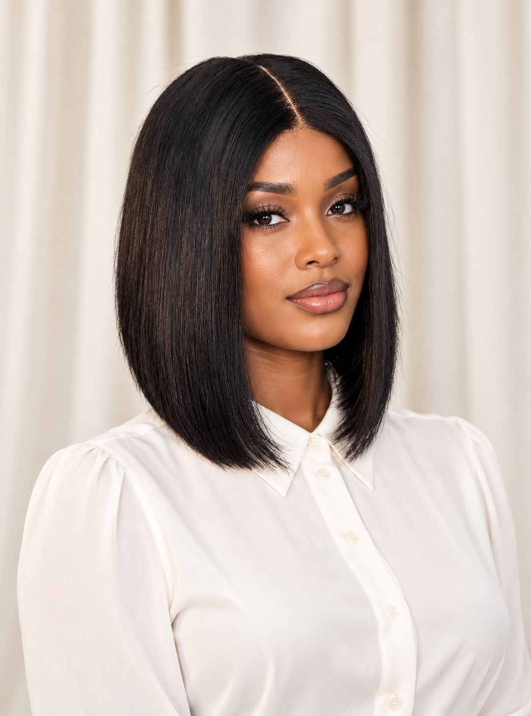 Natural Colour SDD Bone Straight 8-Inch Human Hair Kim Bob Wig – 2×6 Closure | 1stHairly