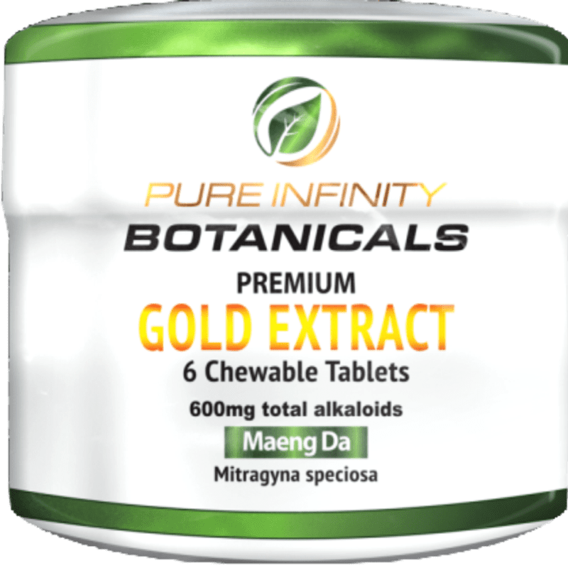 Pure Infinity Botanicals Gold 45 Chewable Kratom Tablets 45mg MIT Extract, Capsule Count: 1ct