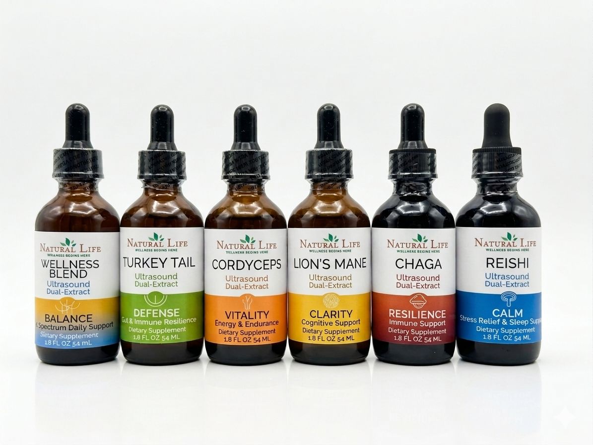 Natural Life Mushroom Tinctures (Ultra Sound Dual Extract)
